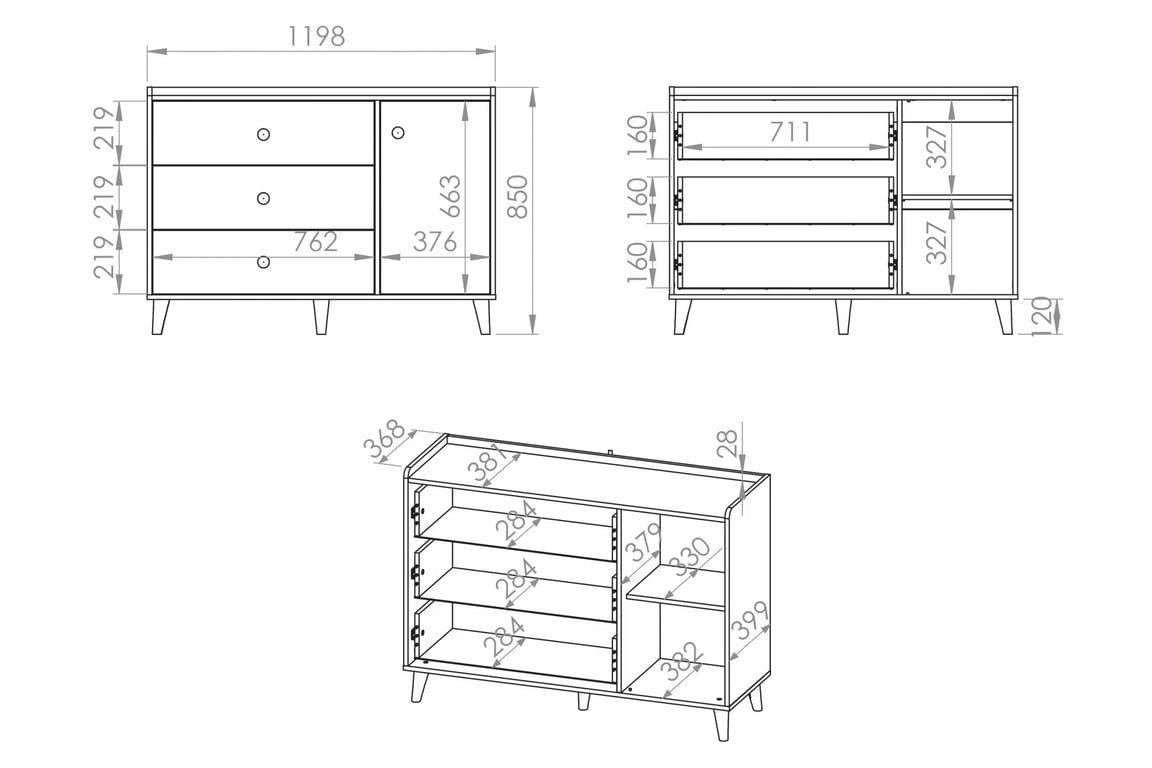 Comodă cu sertare Marla 120 cm - nisip deșert / palladium gri Comoda cu sertare Marla 120 cm - piasek pustyni / gri pallad