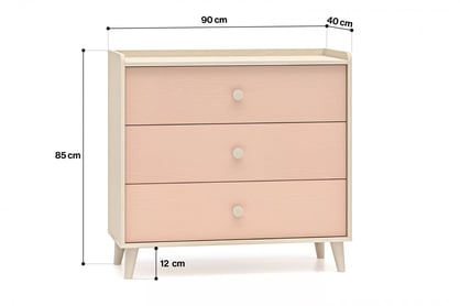 Comodă cu sertare Marla 90 cm - nisip deșert / roz millennial Comoda cu sertare Marla 90 cm - piasek pustyni / millenial pink