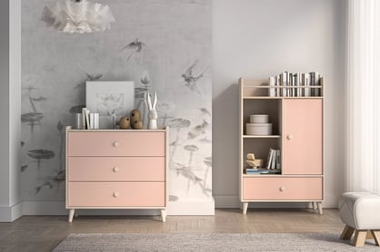Comodă cu sertare Marla 90 cm - nisip deșert / roz millennial Comoda cu sertare Marla 90 cm - piasek pustyni / millenial pink
