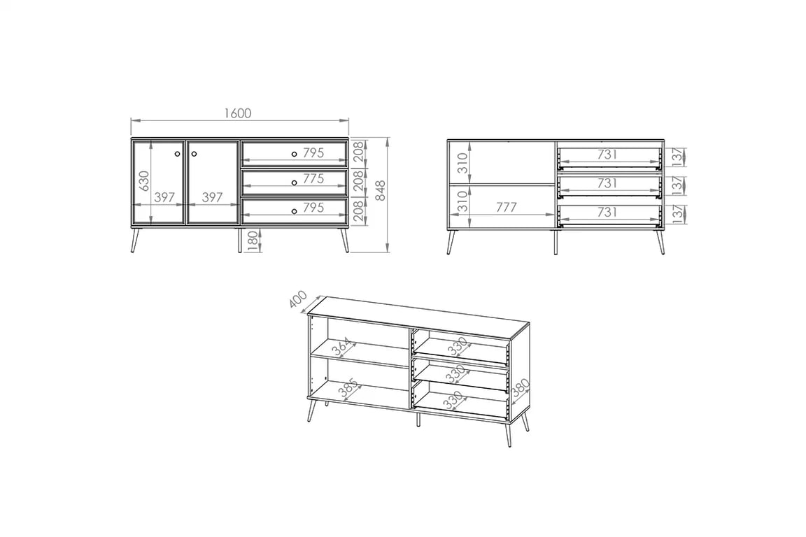 Komoda so zásuvkami Narelli 03 - 160 cm - kašmír / zlote nožičky Komoda so zásuvkami Narelli 03 - 160 cm - kašmír / zlote nožičky