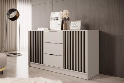 Comoda cu sertare Neria 155 cm - cașmir / negru Comoda cu sertare Neria 155 cm - cașmir / negru