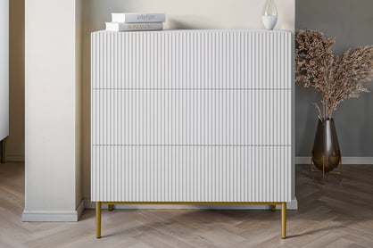 Komoda Nicole 100 cm - biely mat / zlatá