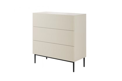 Comoda Nicole cu trei  sertare cu picioare metalice 100 cm - cașmir / picioare negru