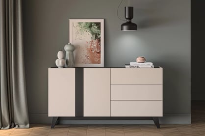 Salio komód 160 cm - kasmír / fekete Komod fiokokkal Salio 160 cm - kasmír / fekete