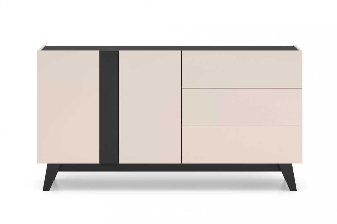 Salio komód 160 cm - kasmír / fekete Komod fiokokkal Salio 160 cm - kasmír / fekete