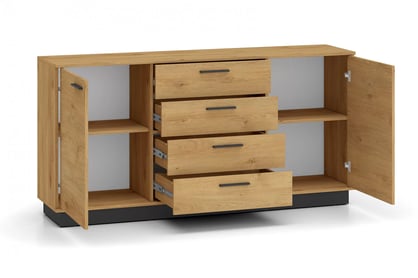 Stivio komód 170 cm - stílusos tölgy / fekete Komod fiokokkal Stivio 170 cm - dab Elegáns / fekete