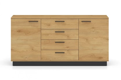 Stivio komód 170 cm - stílusos tölgy / fekete Komod fiokokkal Stivio 170 cm - dab Elegáns / fekete