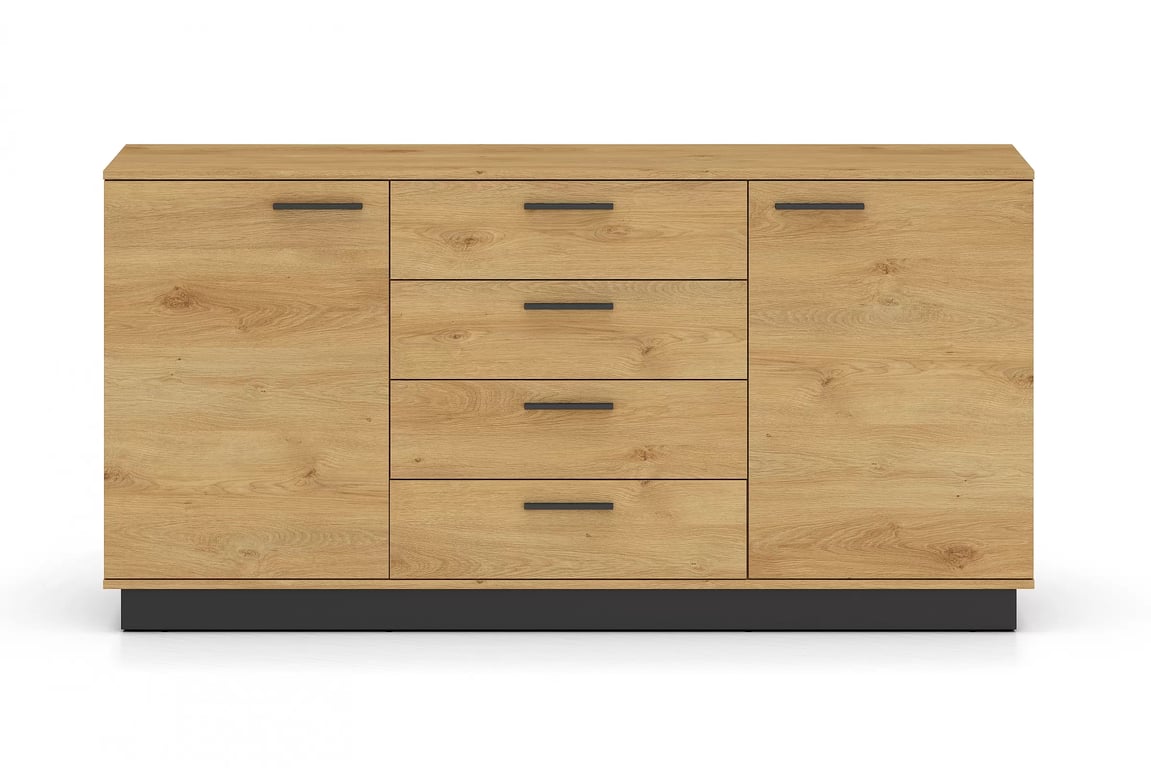 Stivio komód 170 cm - stílusos tölgy / fekete Komod fiokokkal Stivio 170 cm - dab Elegáns / fekete
