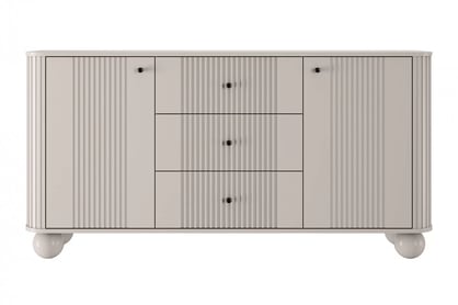 Komoda Vespera 160 cm so zásuvkami - kašmírová / čierna / kašmírové nohy Komoda so zásuvkami Vesper 160 cm - kašmír / čierny úchyty / nožičky kule