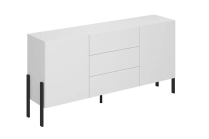 Komoda Jukon 184 cm se zásuvkami - bílý supermat / černé nohy