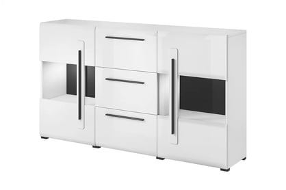 Zostava Tulsa II Biela/biely lesk (MDF) 2497FJ Biela Komoda presklená