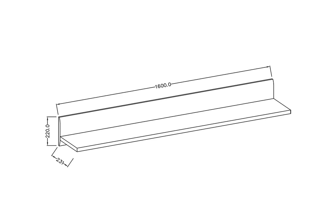 Zostava Tulsa II Biela/biely lesk (MDF) 2497FJ Komplet nábytku . Tulsa II - biela / biela lesk - Polica závesná 160 cm Tulsa 01 - Rozmery