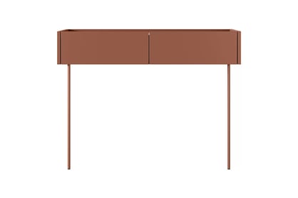 Consolă / masă de toaletă modernăcu două sertare Desin 2S - ceramică roșie / Stejar nagano Konsola / toaletka Desin cu sertare cu picioare metalice 100 cm - ceramic red / stejar nagano