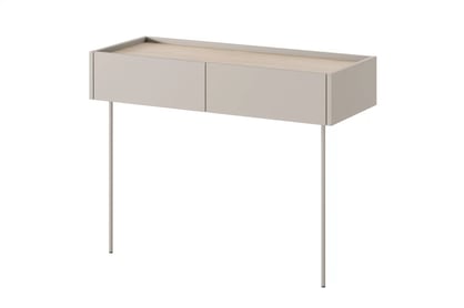 Consola Desin / masa de toaleta 100 cm cu sertare si picioare metalice - cashmir / stejar nagano