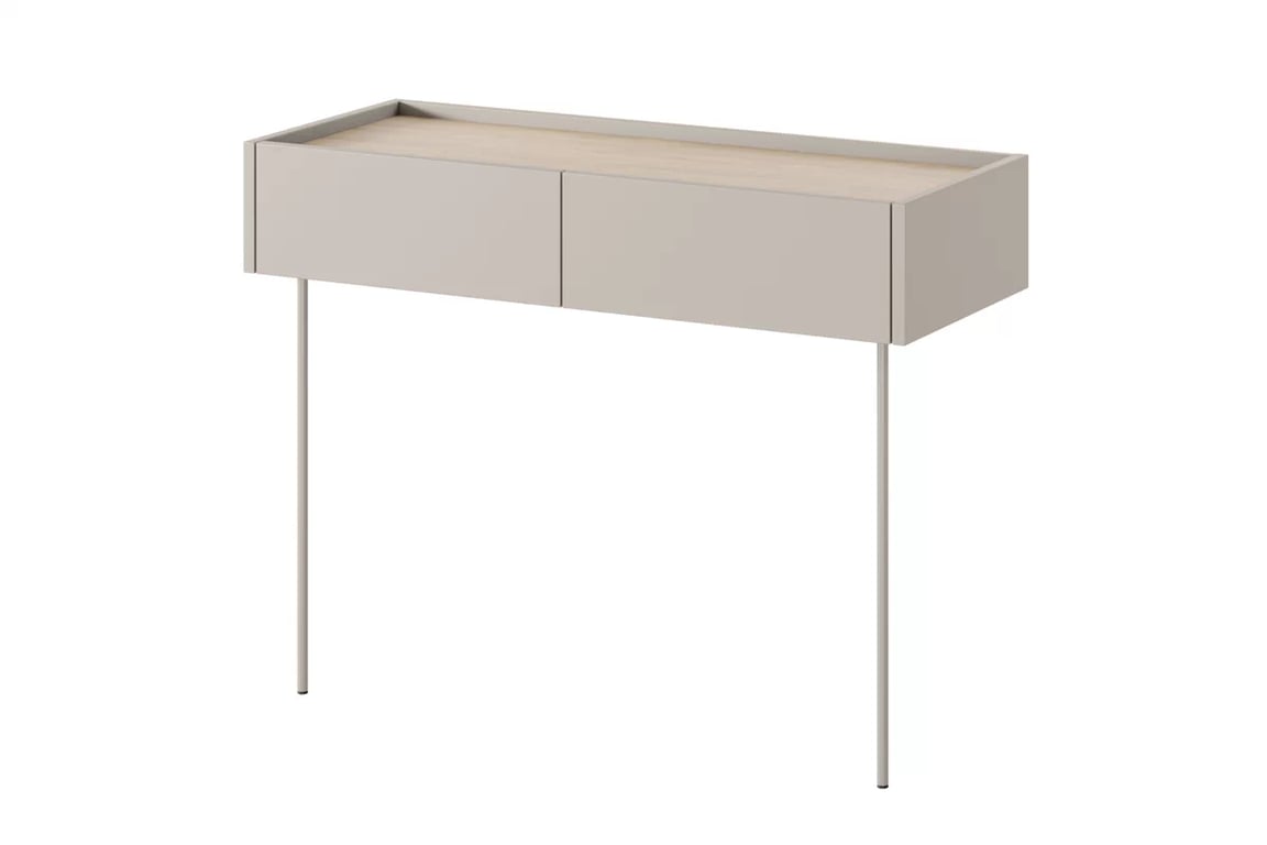 Consola Desin / masa de toaleta 100 cm cu sertare si picioare metalice - cashmir / stejar nagano Konsola / toaletka Desin cu sertare cu picioare metalice 100 cm - cașmir / stejar nagano