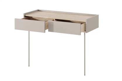 Consola Desin / masa de toaleta 100 cm cu sertare si picioare metalice - cashmir / stejar nagano Konsola / toaletka Desin cu sertare cu picioare metalice 100 cm - cașmir / stejar nagano