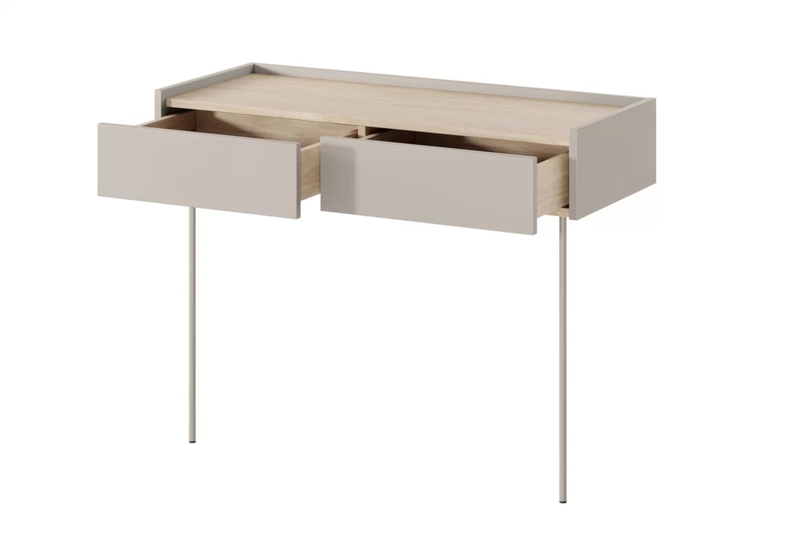 Consola Desin / masa de toaleta 100 cm cu sertare si picioare metalice - cashmir / stejar nagano Konsola / toaletka Desin cu sertare cu picioare metalice 100 cm - cașmir / stejar nagano