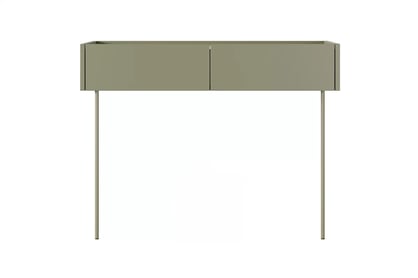 Consolă / masă de toaletă modernăcu două sertare Desin 2S - olive / Stejar nagano Konsola / toaletka Desin cu sertare cu picioare metalice 100 cm - olive / stejar nagano