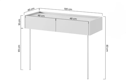 Consolă / masă de toaletă modernăcu două sertare Desin 2S - olive / Stejar nagano Konsola / toaletka Desin cu sertare cu picioare metalice 100 cm - olive / stejar nagano