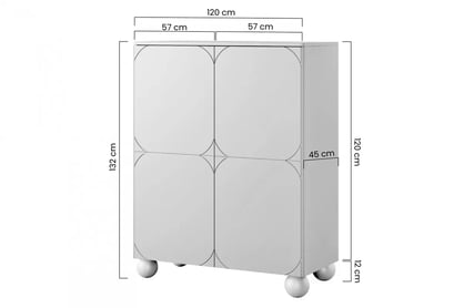 Kredenc Sonatia II se dvěma skrytými zásuvkami 120 cm - burgund kredenc