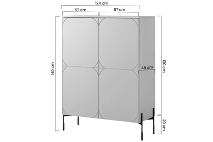 Kredenc Sonatia 120 cm - olivová Kredenc Sonatia 120 cm dvoudveřový z dwoma ukrytymi zásuvkami - olivová