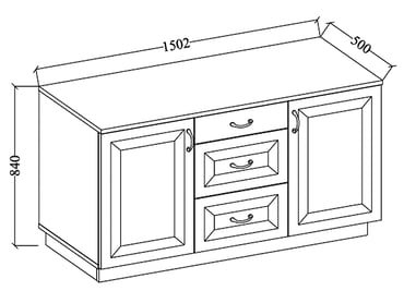 Kredenc Weronika WHAR 150 2D3S+3D - Komoda s vitrínou do jídelny Kredenc Weronika 