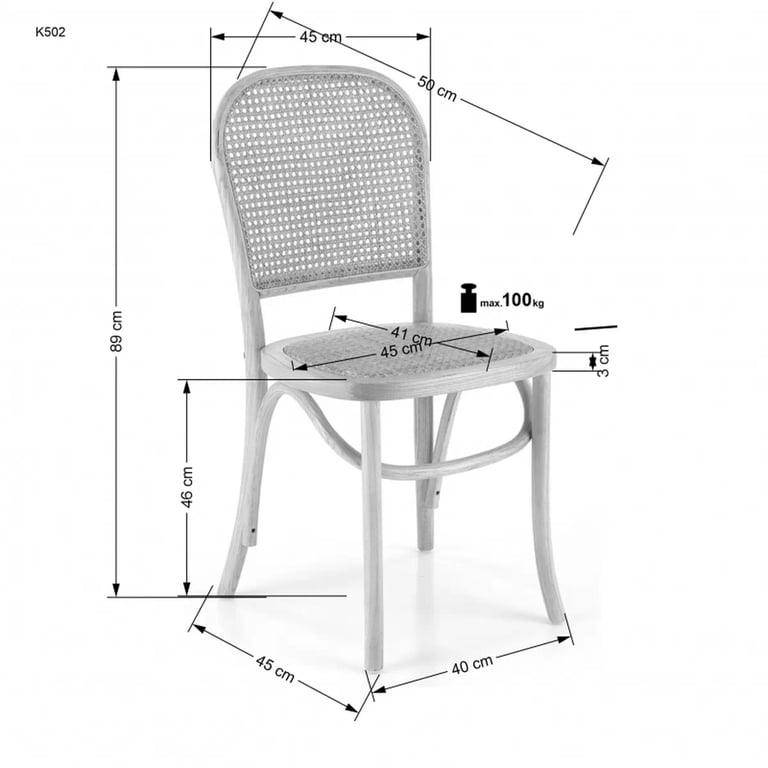 Scaun din lemn Ilian cu spătar ratan - culoare naturală Scaun din lemn z rattanem k502 - natural