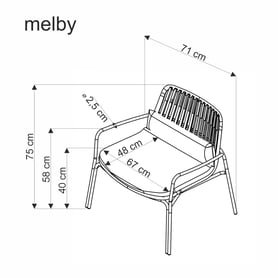 Kreslo MELBY - biela / sivá Stolička ogrodowe mebly - Biely / Popolový