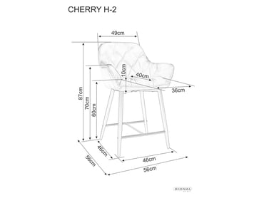 Barová židle Cherry H-2 Velvet - černá / béžová Bluvel 28 židle čalouněné cherry h-2 z metalowymi nogami - béžová / bluvel 28 / černá Nohy