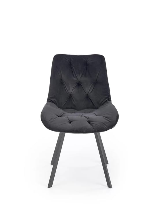 Scaun tapițat rotativ Zamoni - catifea neagră Bluvel 19 / picioare negre Židle čalouněné k519 - negru
