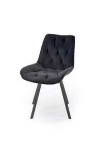 Scaun tapițat rotativ Zamoni - catifea neagră Bluvel 19 / picioare negre Židle čalouněné k519 - negru