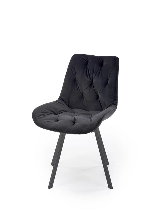 Scaun tapițat rotativ Zamoni - catifea neagră Bluvel 19 / picioare negre Židle čalouněné k519 - negru