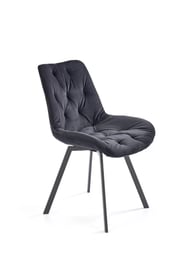 Scaun tapițat rotativ Zamoni - catifea neagră Bluvel 19 / picioare negre Židle čalouněné k519 - negru