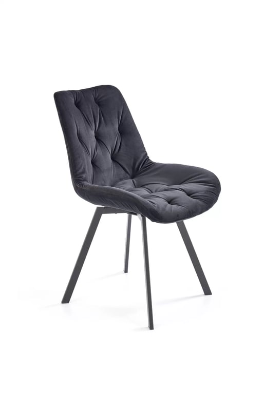 Scaun tapițat rotativ Zamoni - catifea neagră Bluvel 19 / picioare negre Židle čalouněné k519 - negru