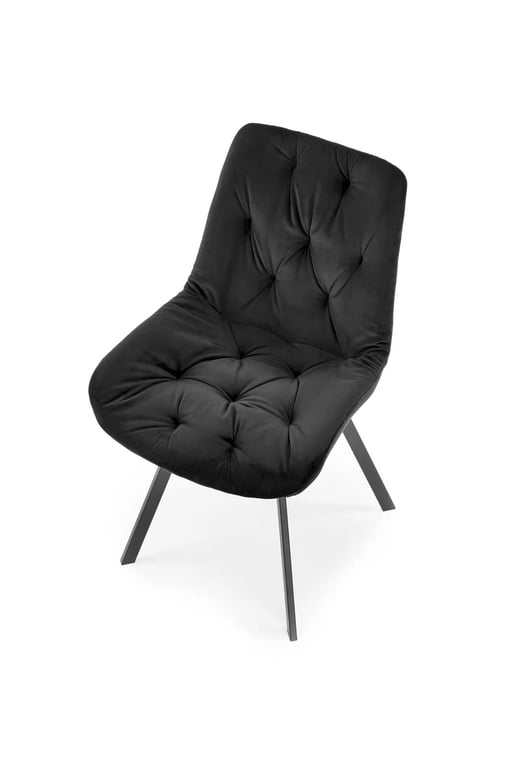 Scaun tapițat rotativ Zamoni - catifea neagră Bluvel 19 / picioare negre Židle čalouněné k519 - negru