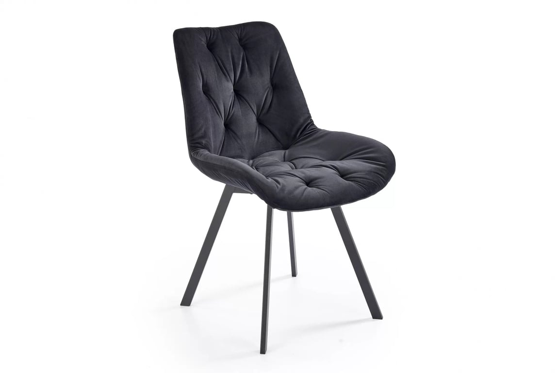 Scaun tapițat rotativ Zamoni - catifea neagră Bluvel 19 / picioare negre scaune Tapițată K519 obrotowe - negru welwet Bluvel 19 / negru Picioare