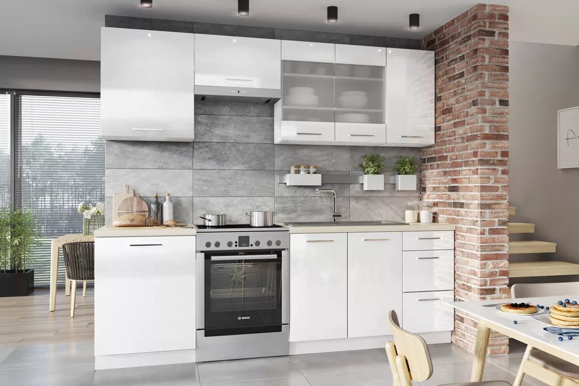Kuchynská linka Vita 240cm - biely lesk Komplet nábytku do kuchni Vita 