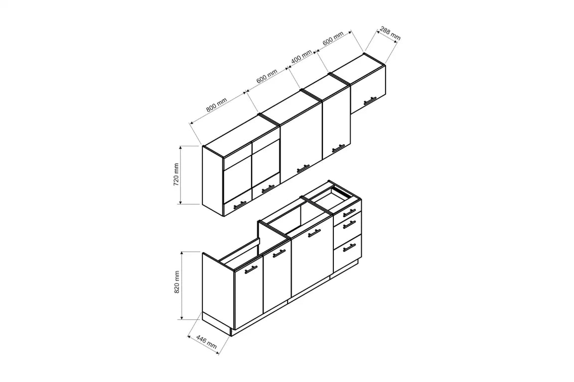 Kuchynská linka Vita 240cm - biely lesk Nábytok kuchenne Vita 