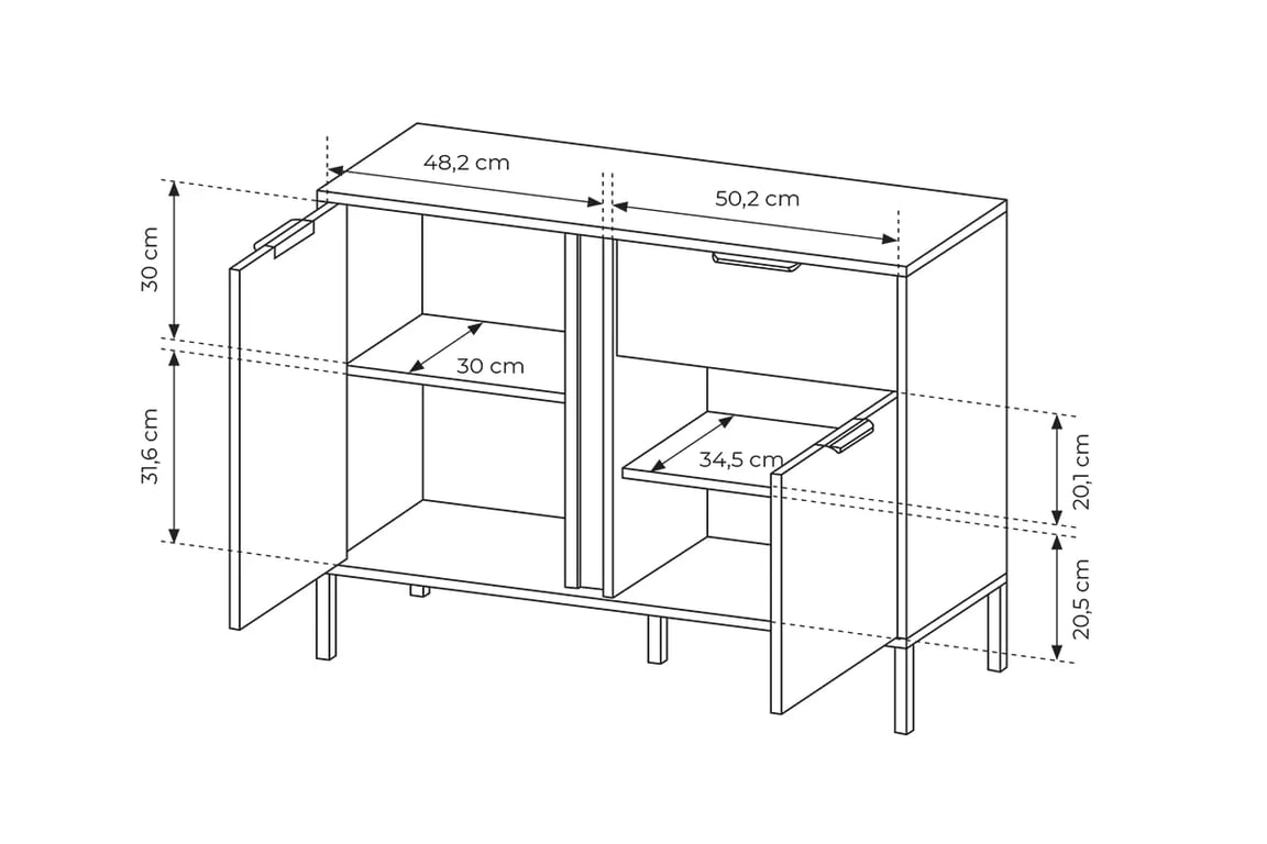 Komoda Interi 100 cm - Antracitová Komoda dvojdverová z szuflada Interi 100 cm - Antracytová 