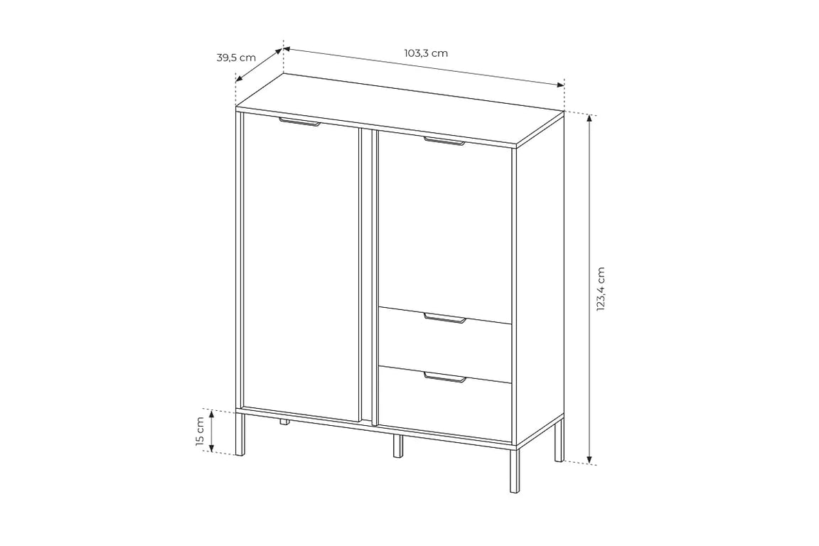 Komoda Interi so zásuvkami 100 cm - Antracitová Komoda dvojdverová so zásuvkami Interi 100 cm - Antracytová 