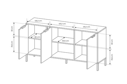 Komoda Interi 150 cm - antracitová Komoda trojdverová Interi 150 cm - Antracytová 