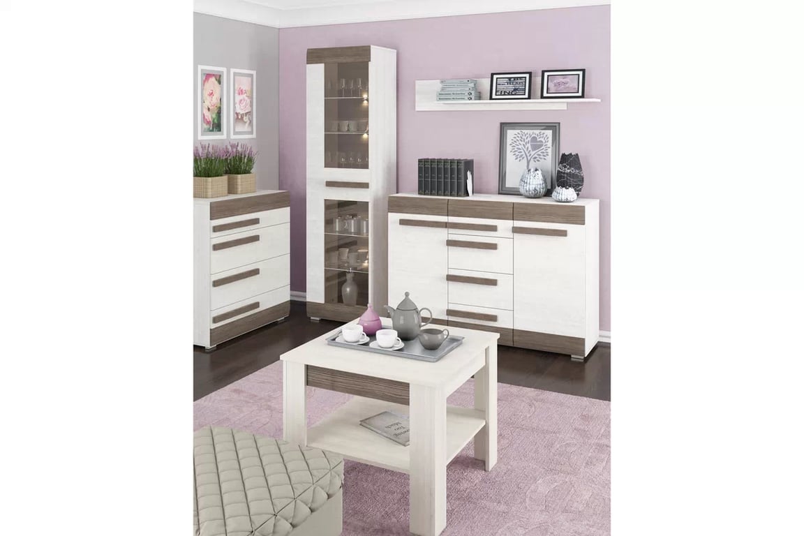Masă de cafea Tonemo 13, 67 cm - pin de zăpadă / new grey masă kawowy Blanco 13 z polka 67 cm - pin sniezna / new grey