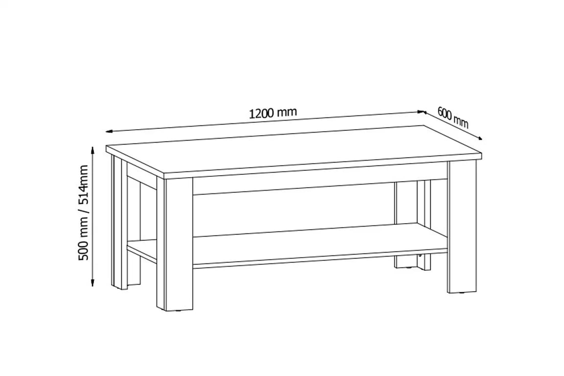 Masă de cafea Provence ST2 120x60 - pin andersen Konferenční stolek kawowa ST2 Prowansja - szkic i Rozměry 