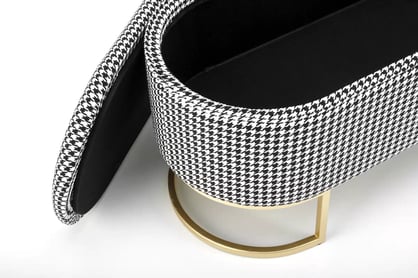 Bancă tapițată Harmony 105 cm cu spațiu de depozitare - pepită alb-negru / cadru auriu Lawka cu funcția pojemnika harmony - negru / Alb / Žlutý