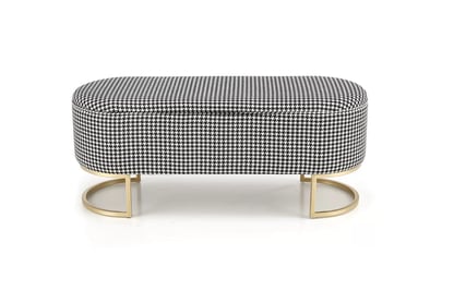 Bancă tapițată Harmony 105 cm cu spațiu de depozitare - pepită alb-negru / cadru auriu Lawka cu funcția pojemnika harmony - negru / Alb / Žlutý