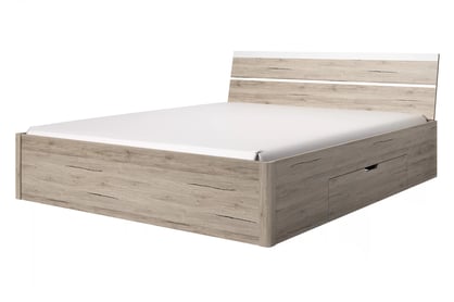 Pat de dormitor Beta 51 cu sertare 160x200 - stejar san remo deschis/alb