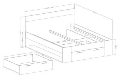 Postel do ložnice Beta 92 se zásuvkami 180x200 - Dub mauvella / černá postel do ložnice Beta 92 s zásuvkami 180x200 - Dub mauvella / Černý