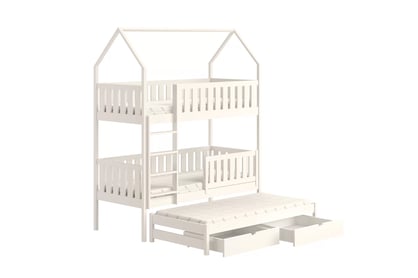 Pat supraetajat extensibil copii căsuță Nemos 80x180 - alb