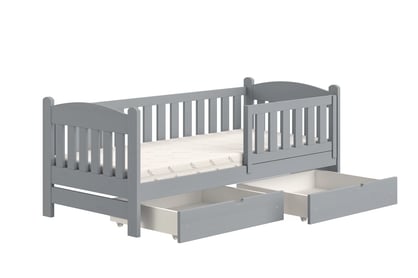 Pat pentru copii din lemn Alvins - 70x140 / gri 