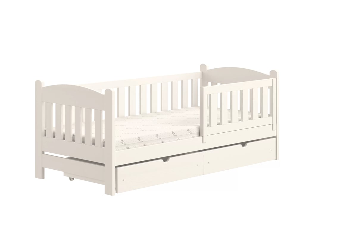 Detská posteľ Alvins so zásuvkami - 90x190 cm - biela Posteľ dzieciece Alvins 90x190 drevená so zásuvkami - Biely